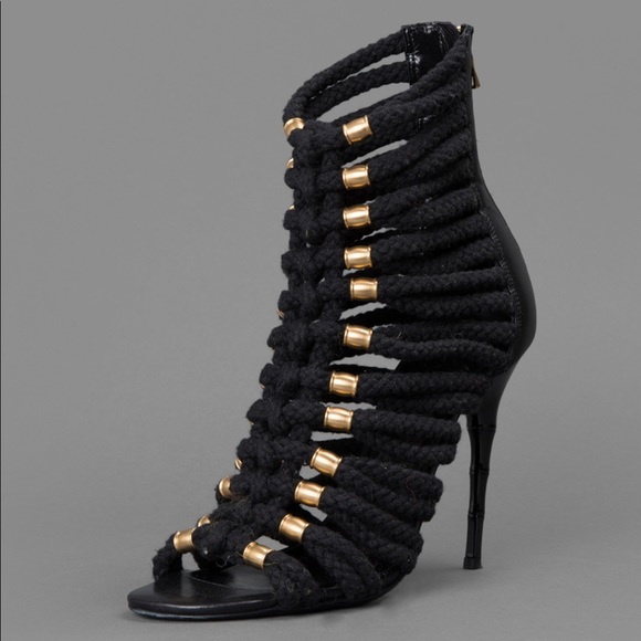 SOLD Balmain ikki leather and cotton sandals - Picture 3 of 14